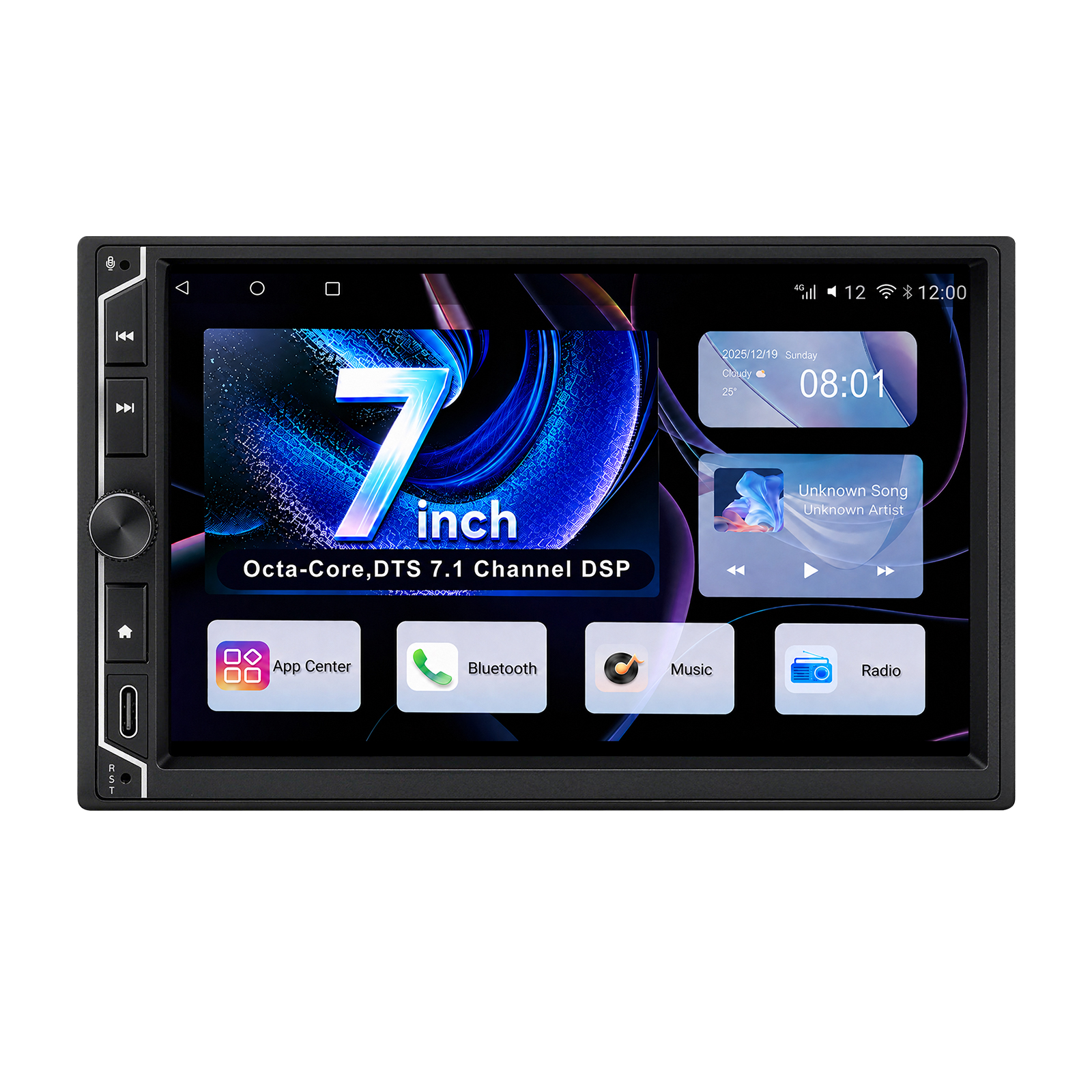 CUSP 7 Inch Universal Double Din Car Screen In Dash Stereo Panel 170x96mm with 178x100mm Frame